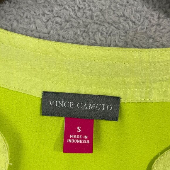 NEW Vince Camuto Womens S Split-Neck Quarter Puff Sleeve Island Lime Blouse - Picture 3 of 6